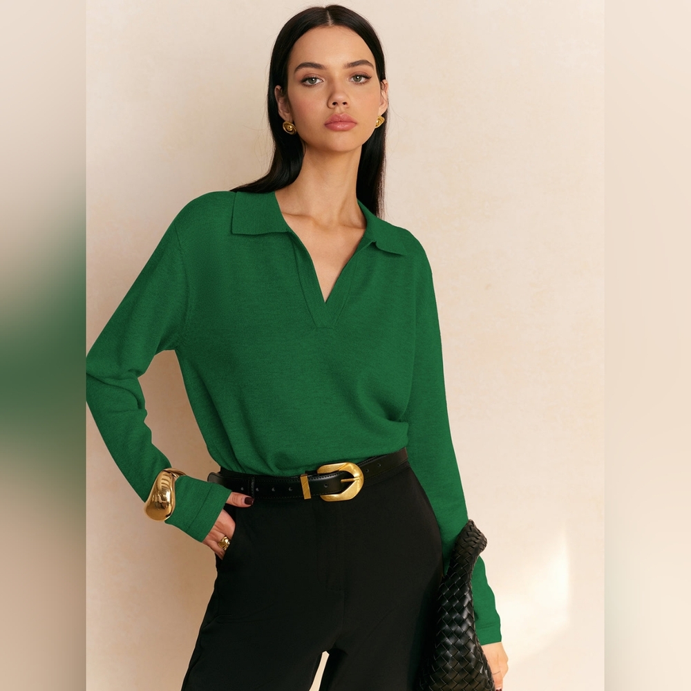 Commense Green V-Neck Sweater